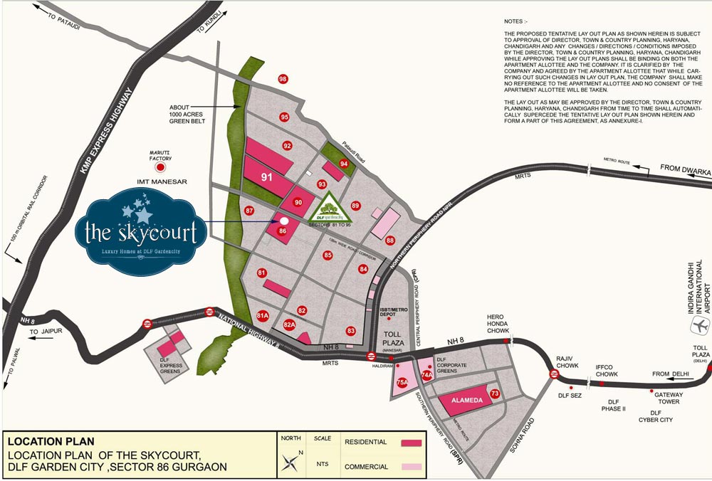 DLF Skycourt Gurgaon Location Map
